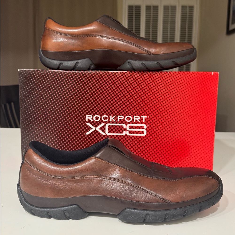Rockport XCS Men’s Size 12 Dark Brown Leather Suede Comfort Sneakers APM3203E